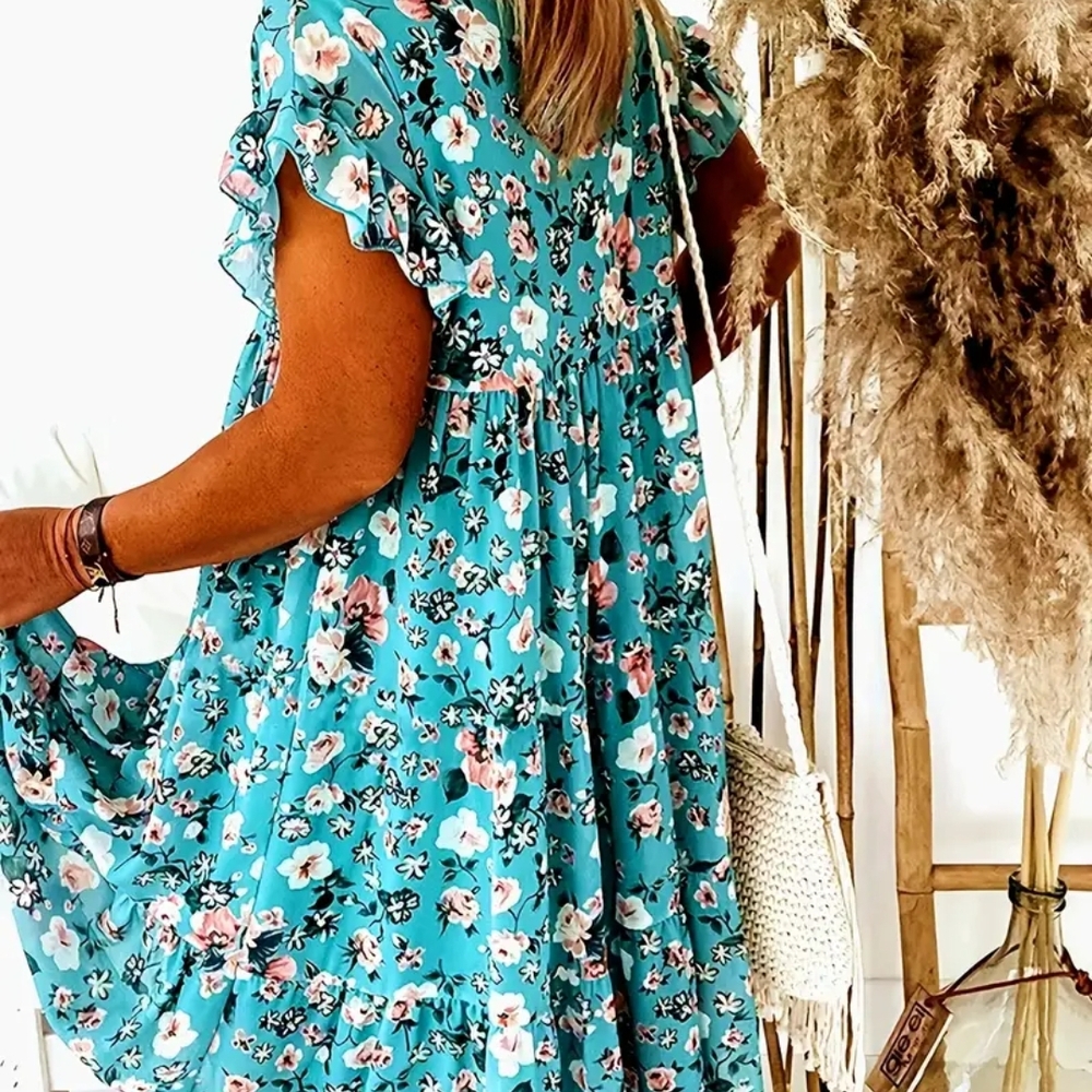 Floral Teal Dress - Picture 5 of 10